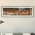 Panoramic illustrated Amsterdam with canal houses and bicycles