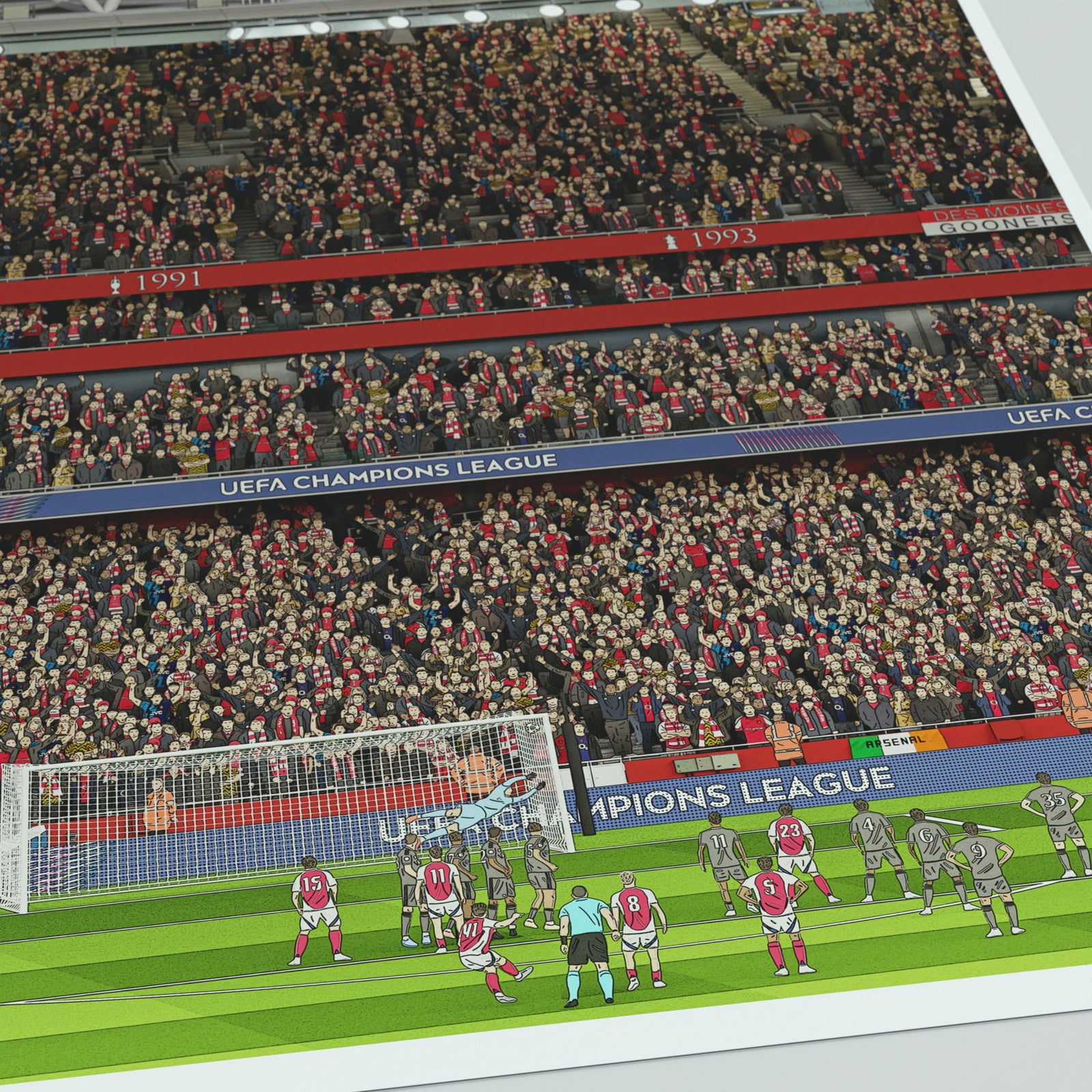 Art print of Declan Rice's Free kick for Arsenal against Real Madrid in the Champions league