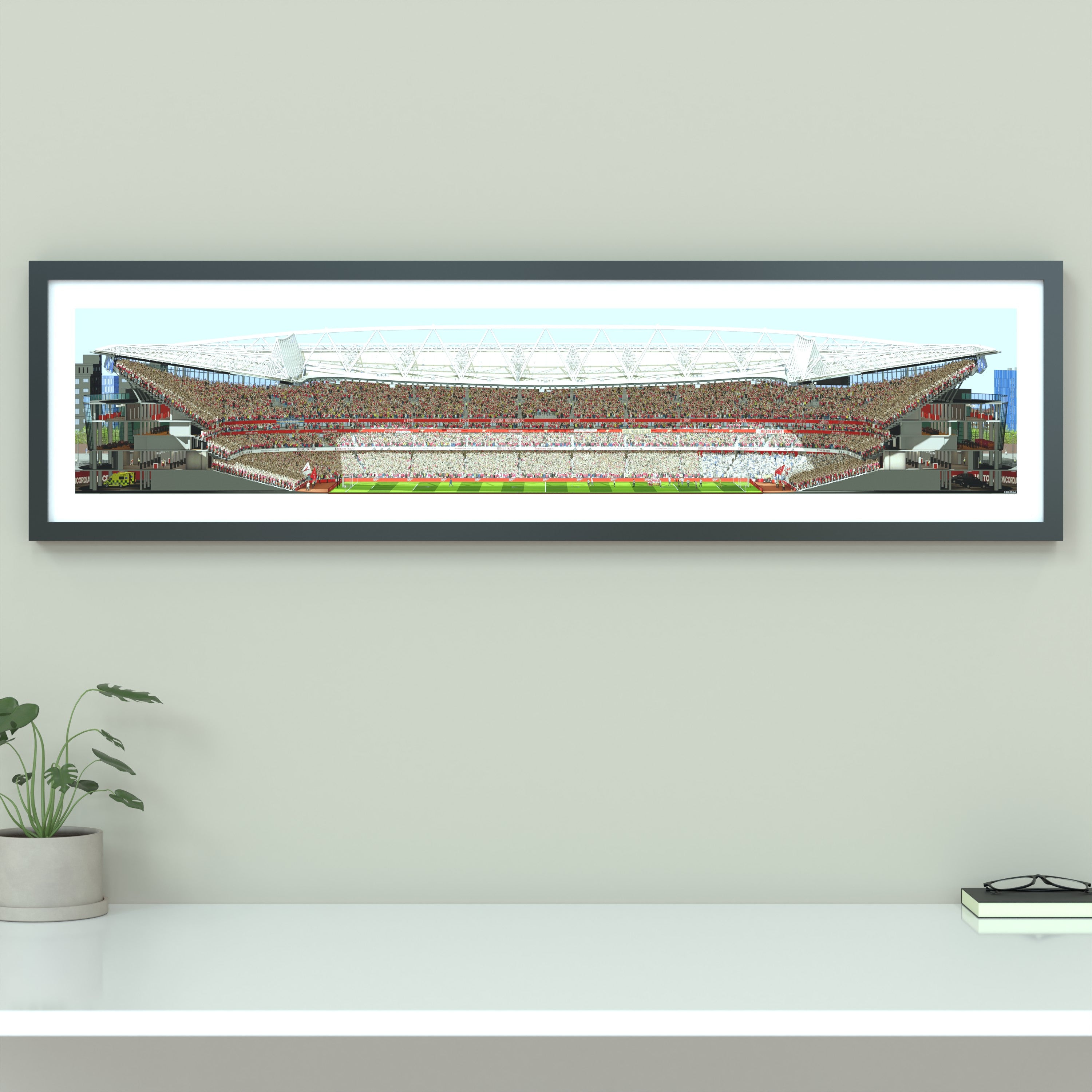 Arsenal Emirates Stadium Panoramic Illustration Print  - Illustrated Art Print by DGriffinArt