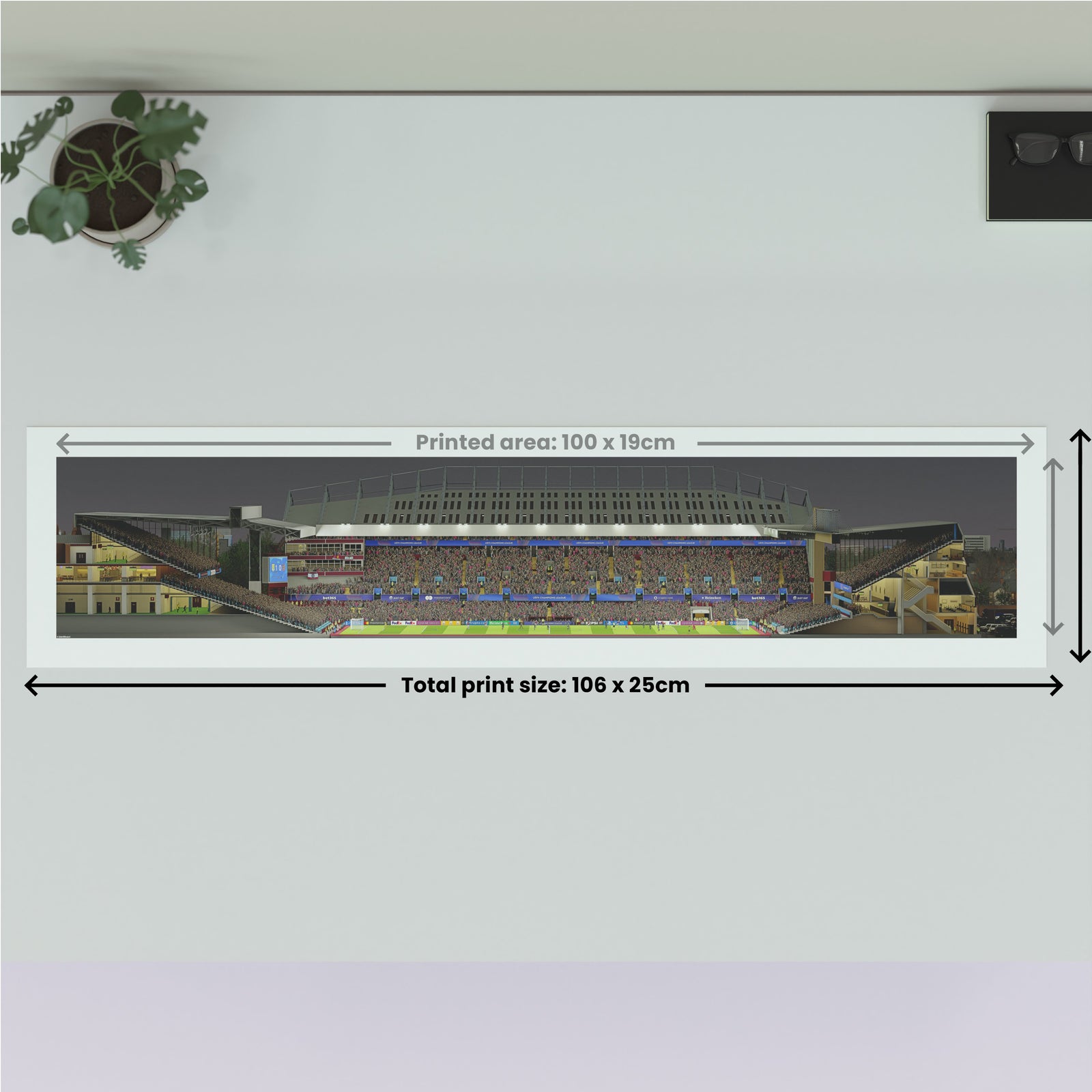 Aston Villa - Villa Park Panoramic Illustration Print (Frame not included)