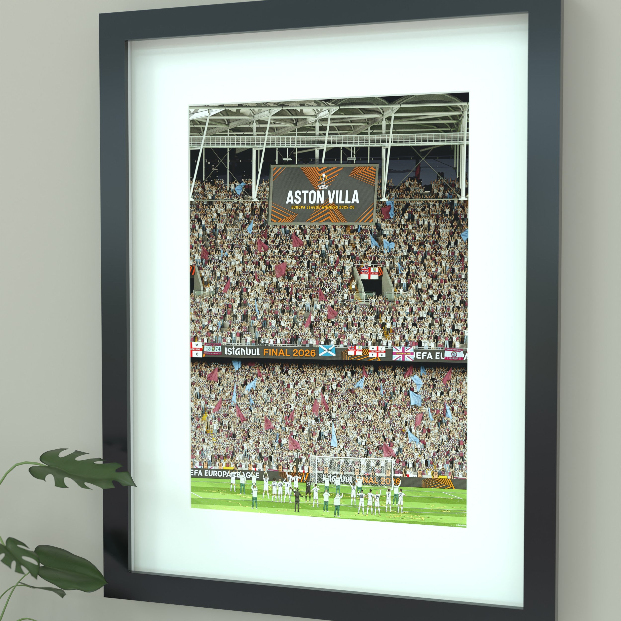 Framed Aston Villa Europa Winners Print 2026