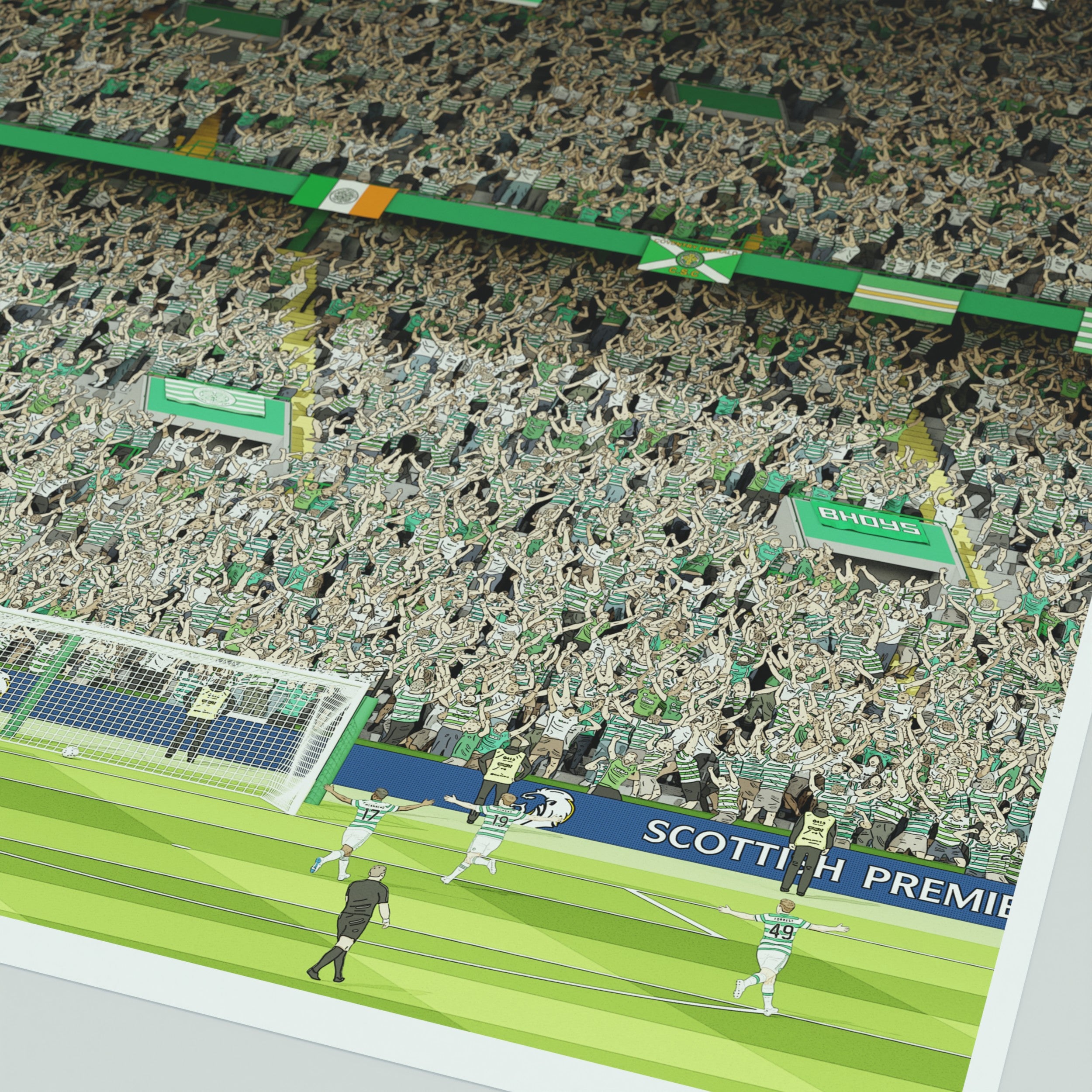 Celtic Osmand vs Hearts 2026 Title Winning Goal illustrated Print
