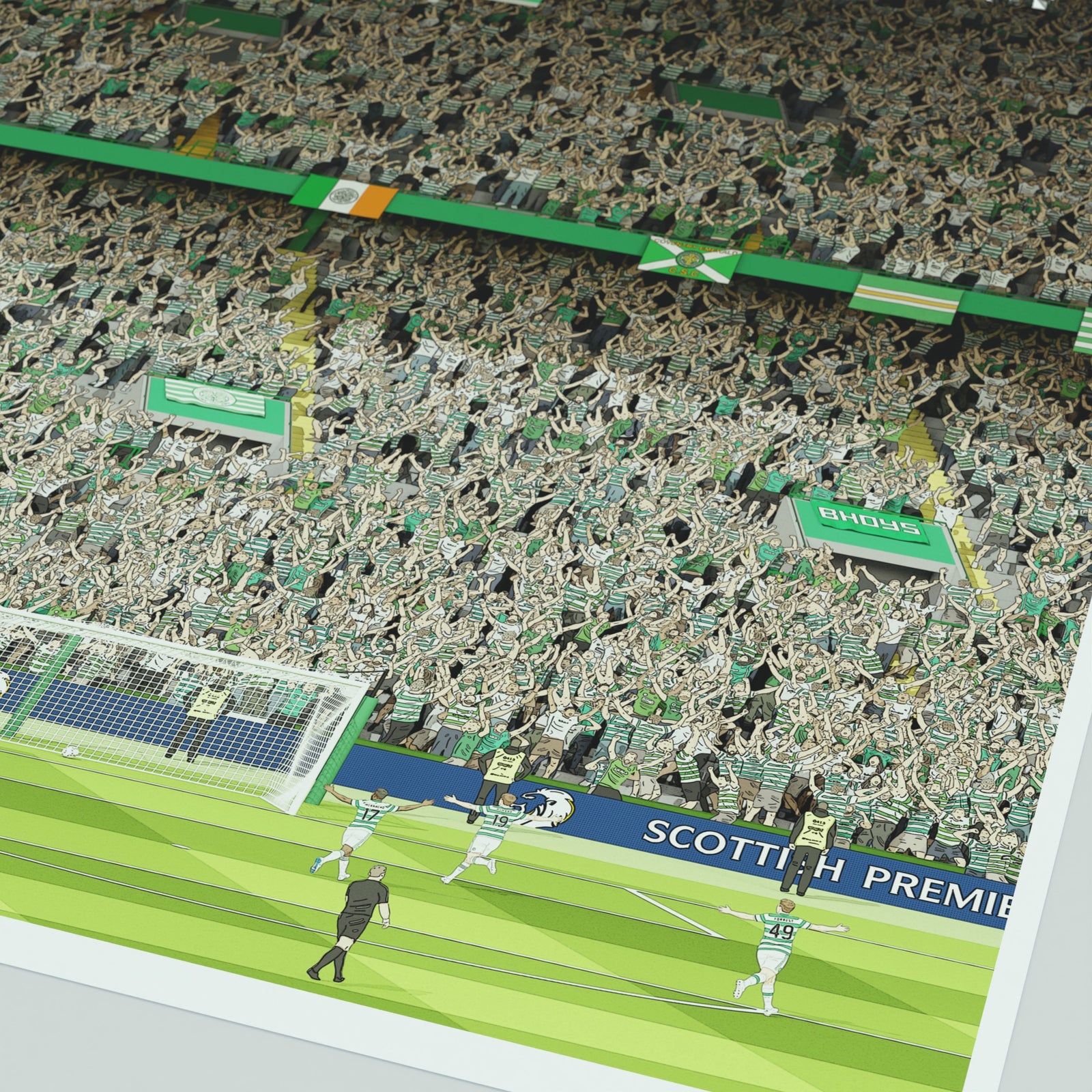 Celtic Osmand vs Hearts 2026 Title Winning Goal illustrated Print