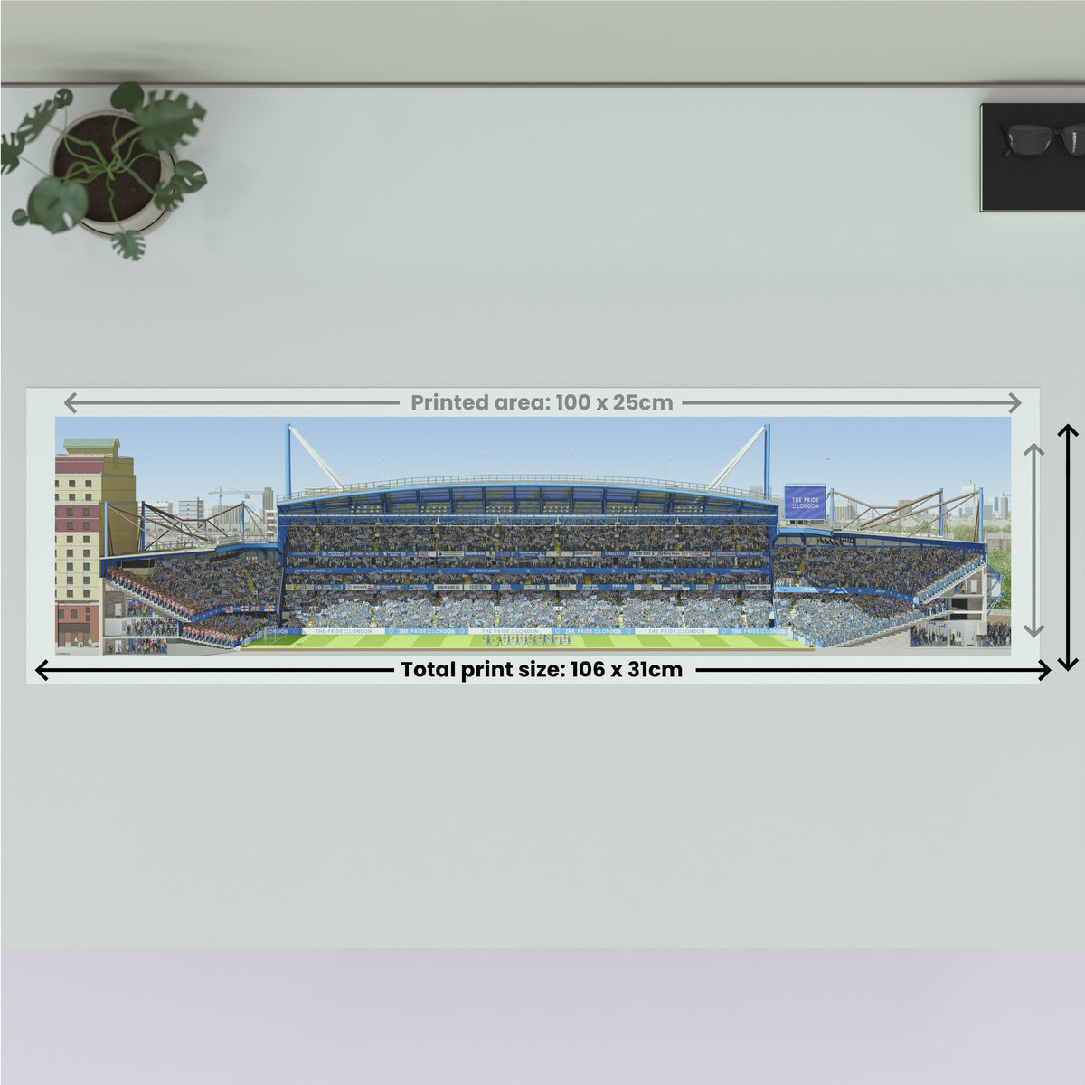 Chelsea - Stamford Bridge Stadium Panoramic Illustration Print (Frame not included)
