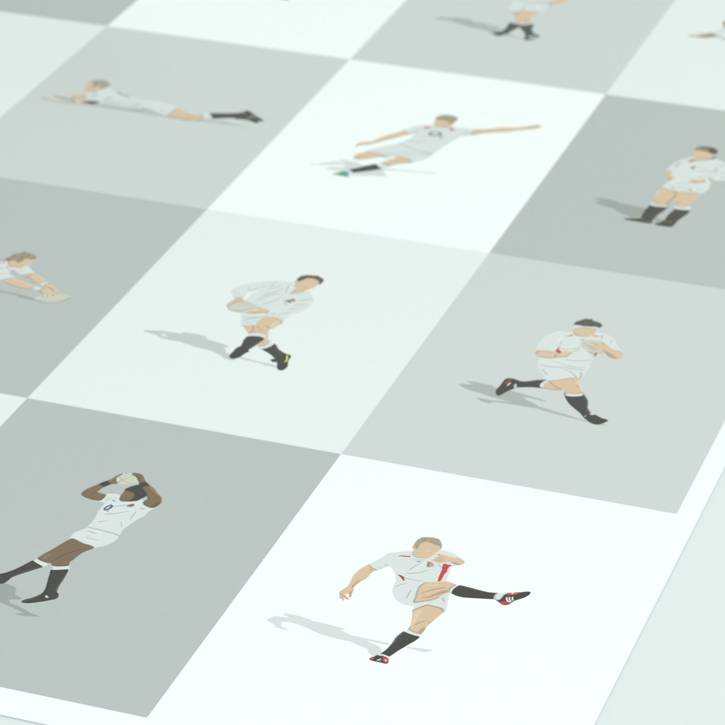 England's Greatest Rugby Players Print - Illustrated Art Print by DGriffinArt