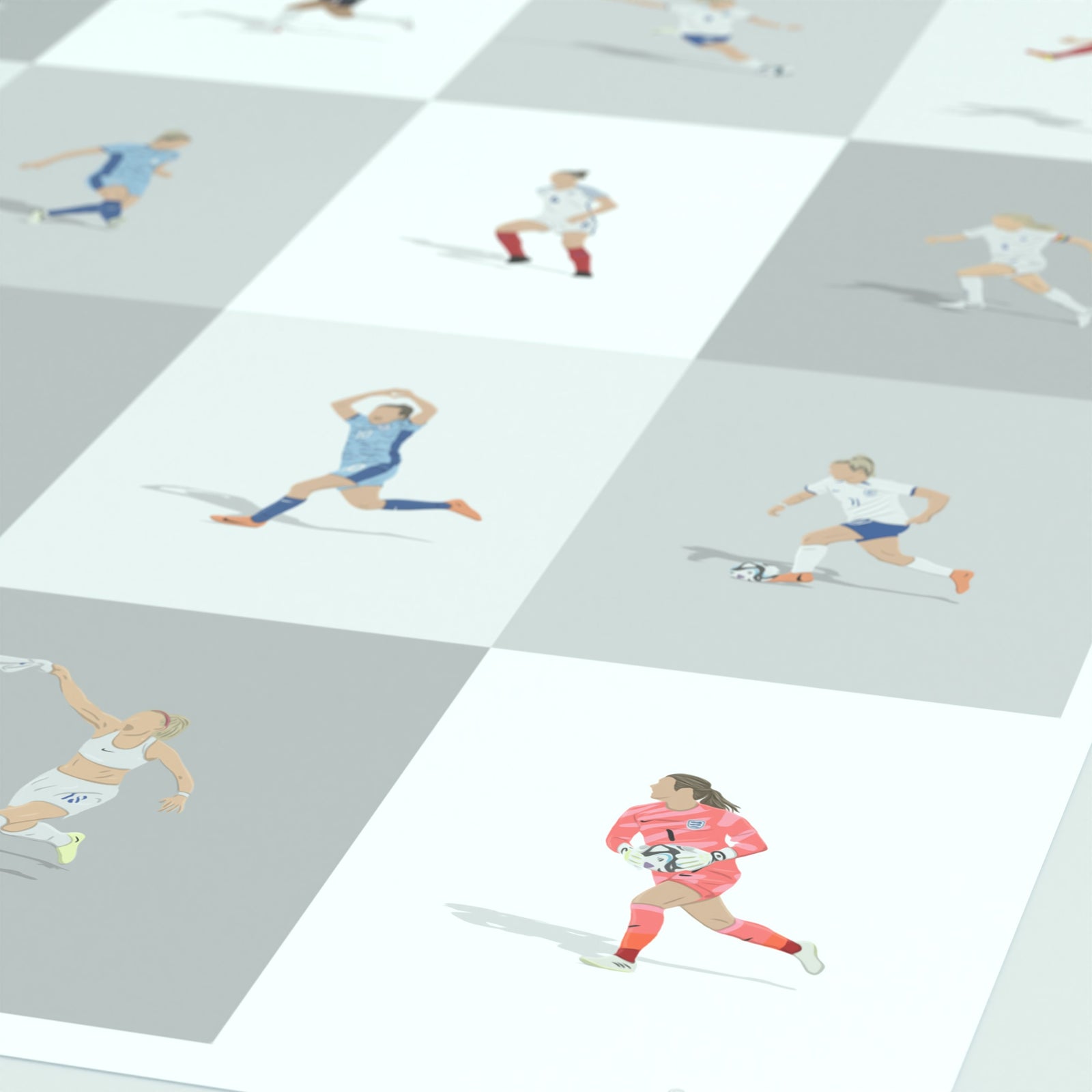 England Women's National Team Lionesses Greatest Football Players Print - Illustrated Art Print by DGriffinArt