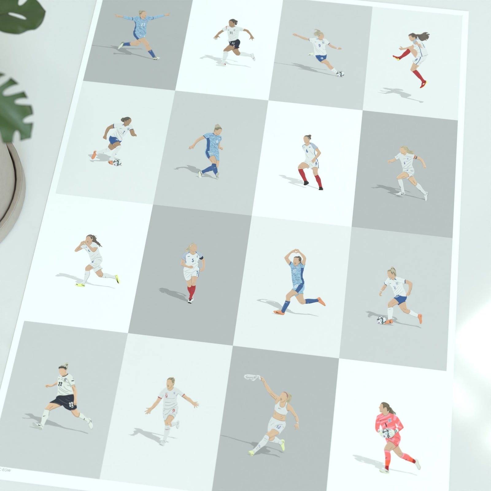 England Women's National Team Lionesses Greatest Football Players Print - Illustrated Art Print by DGriffinArt