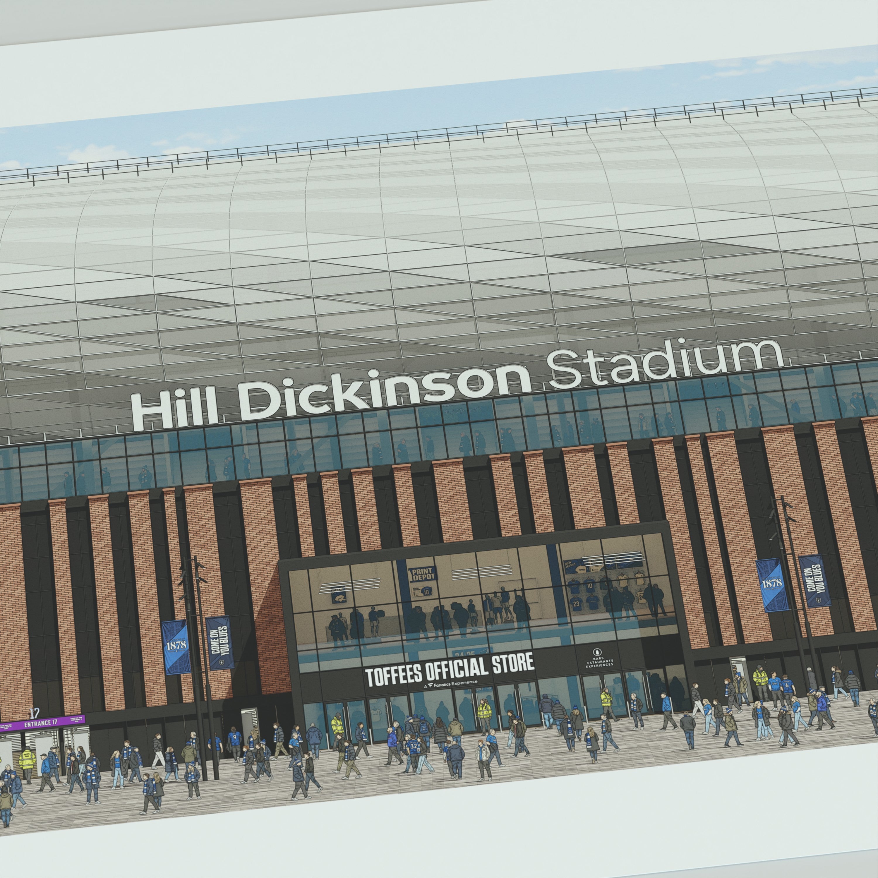 Hill Dickinson Stadium Illustrated Panoramic Print