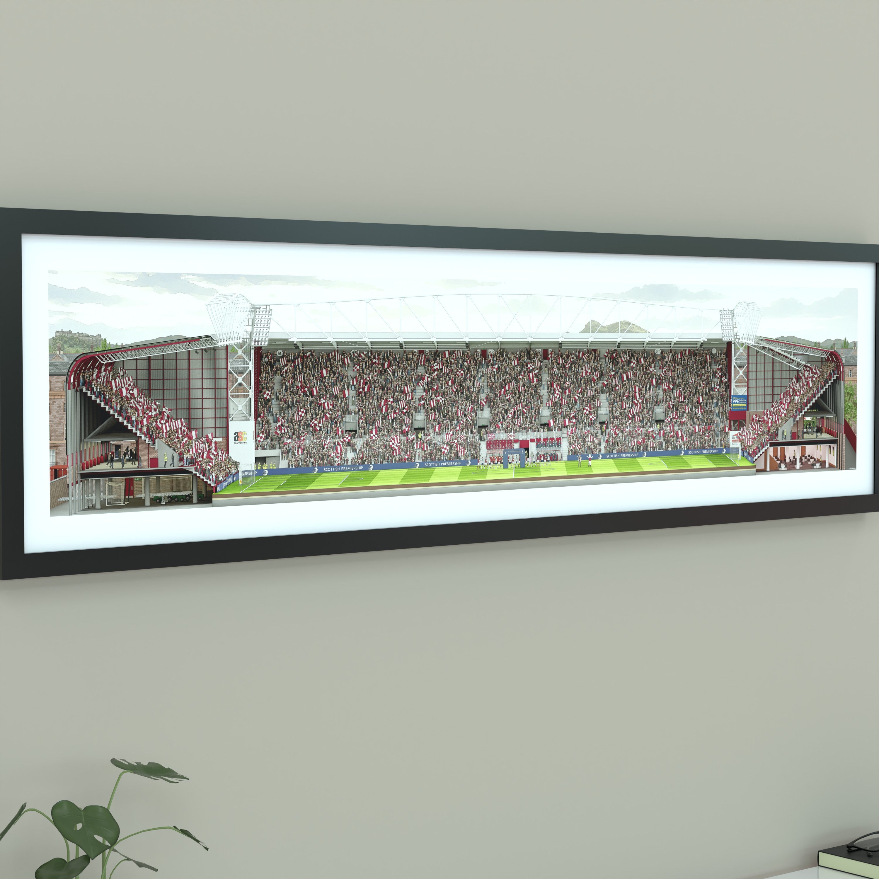 Hearts Tynecastle Park Stadium Panoramic Illustration Print (Frame not included)