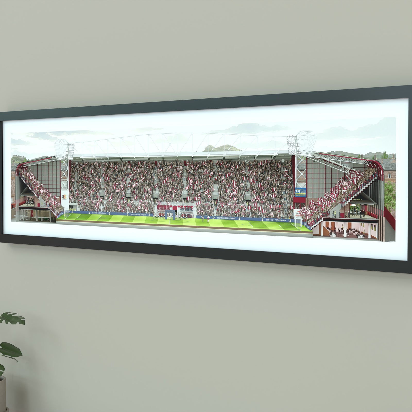 Hearts Tynecastle Park Stadium Panoramic Illustration Print (Frame not included)