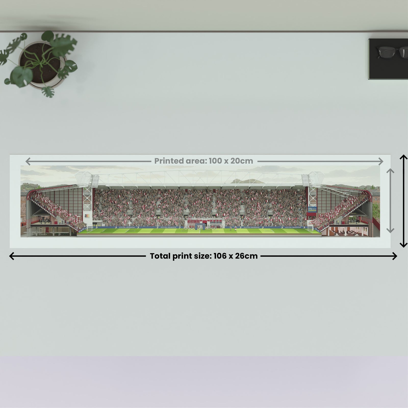 Hearts Tynecastle Park Stadium Panoramic Illustration Print (Frame not included)