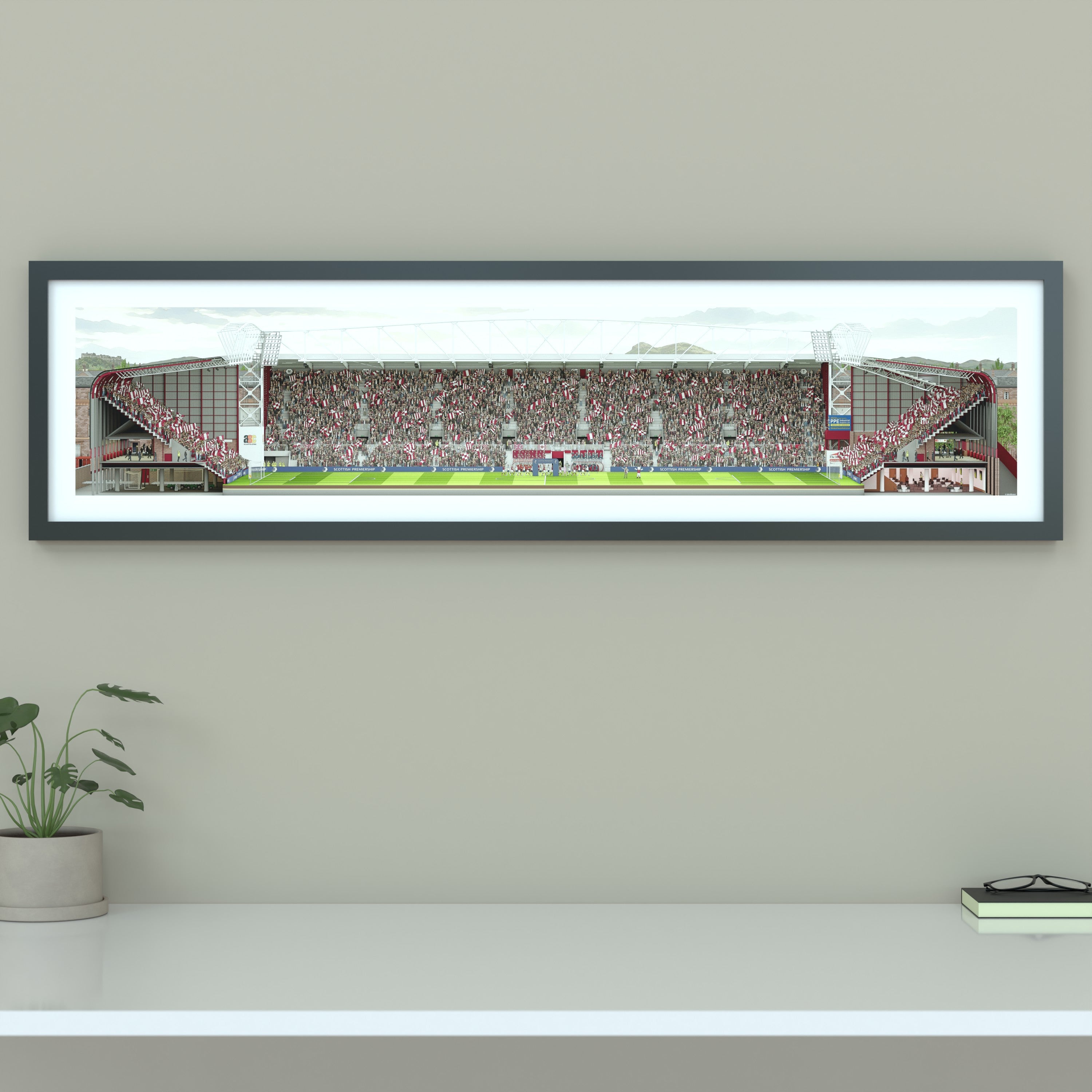 Framed Panoramic Illustrated print of Tynecastle Park stadium