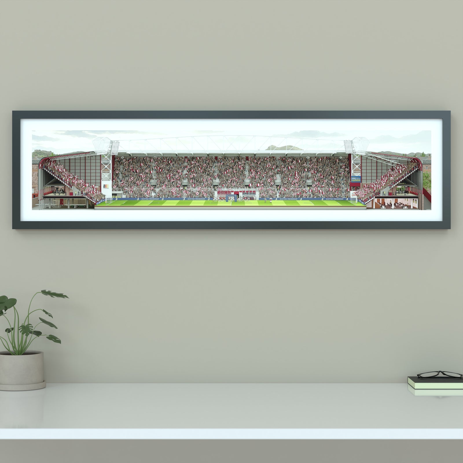 Framed Panoramic Illustrated print of Tynecastle Park stadium
