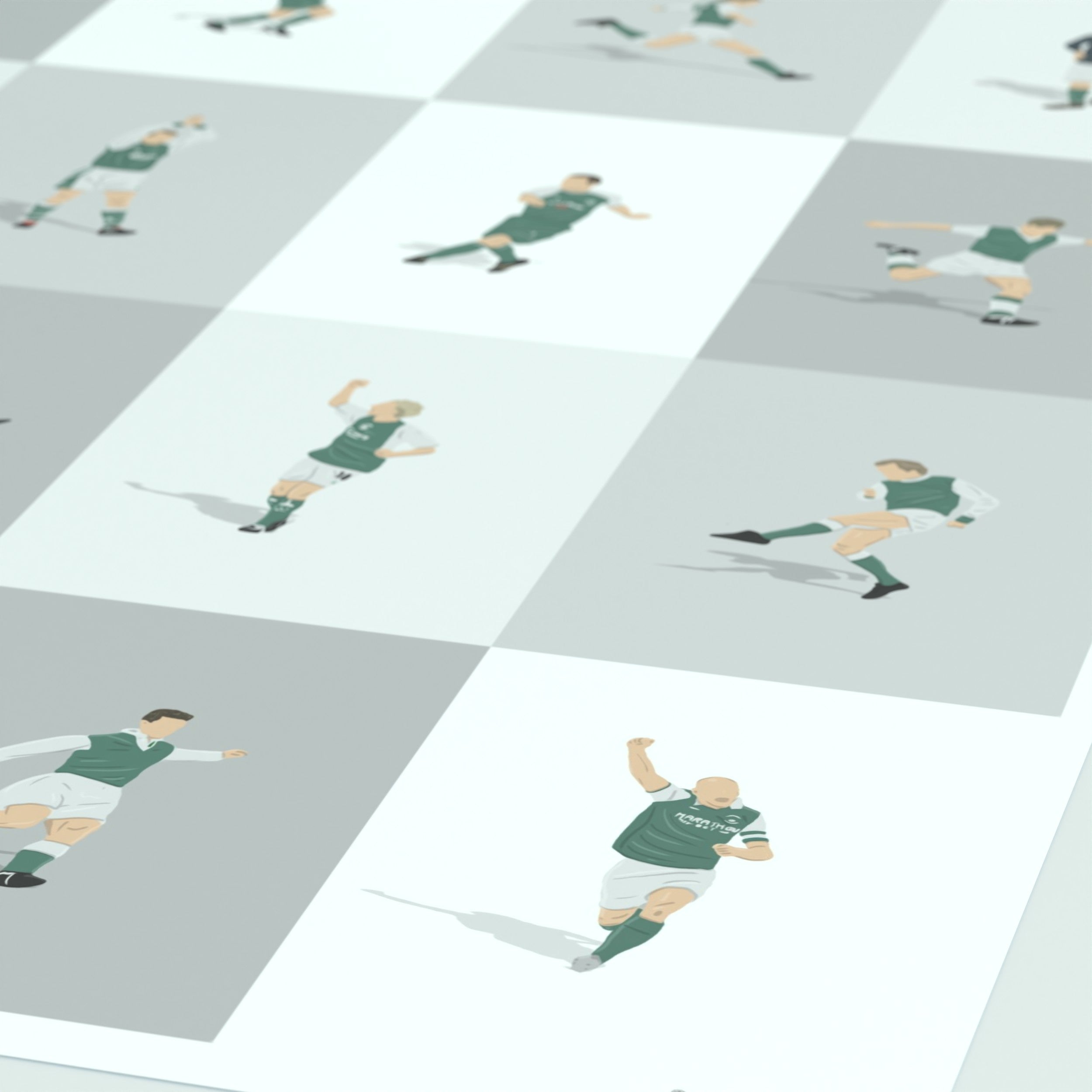 Hibernian's Greatest Players Print - Illustrated Art Print by DGriffinArt