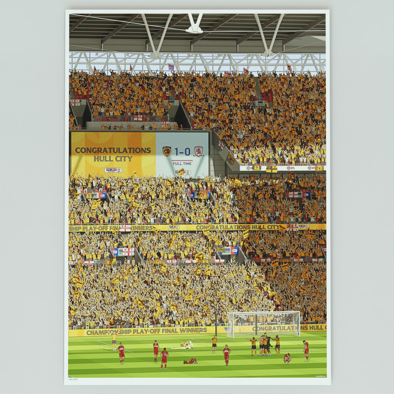 An illustrated Hull City Play-Off Final Winners Print 2026