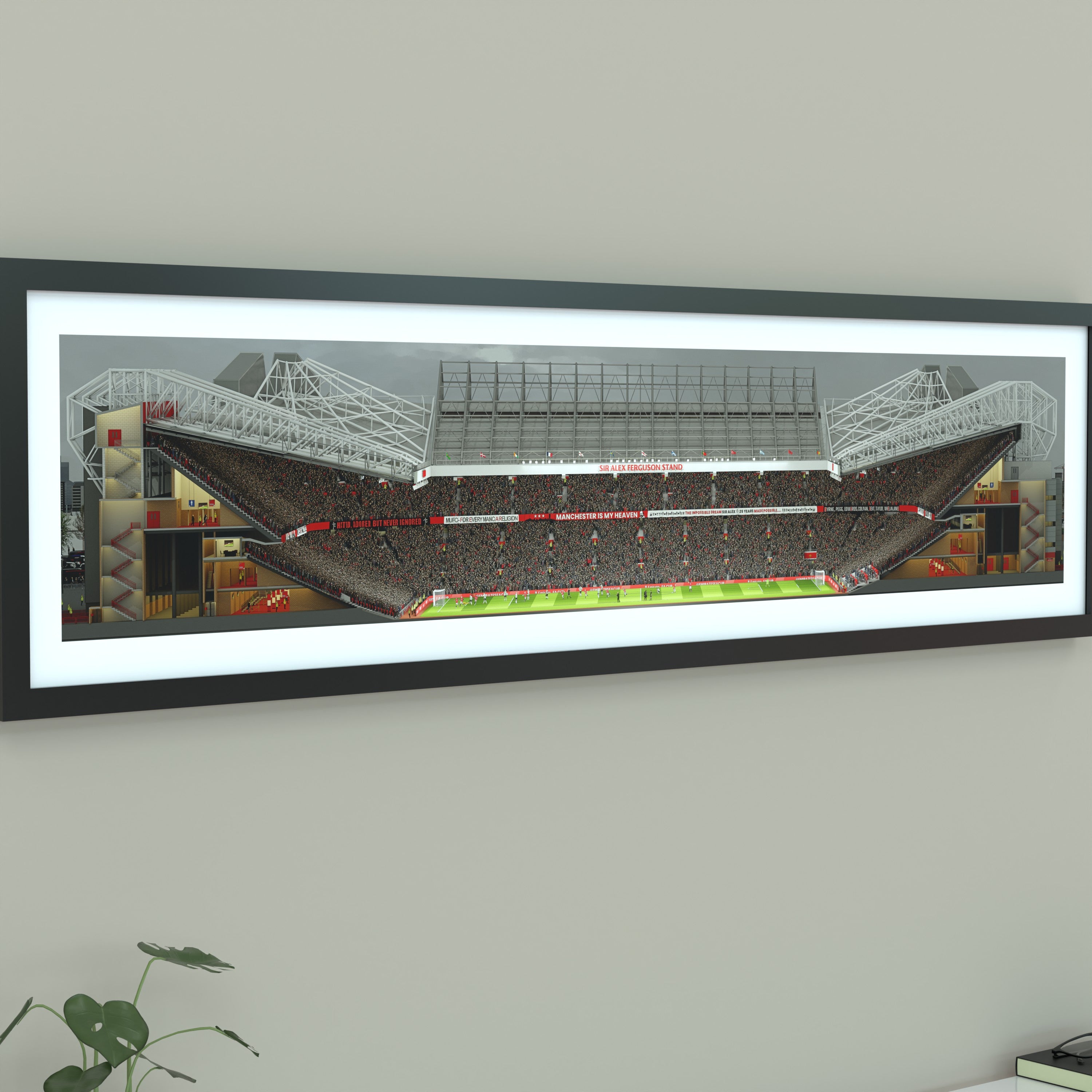 Manchester United - Old Trafford Panoramic Illustration Man Utd  - Illustrated Art Print by DGriffinArt