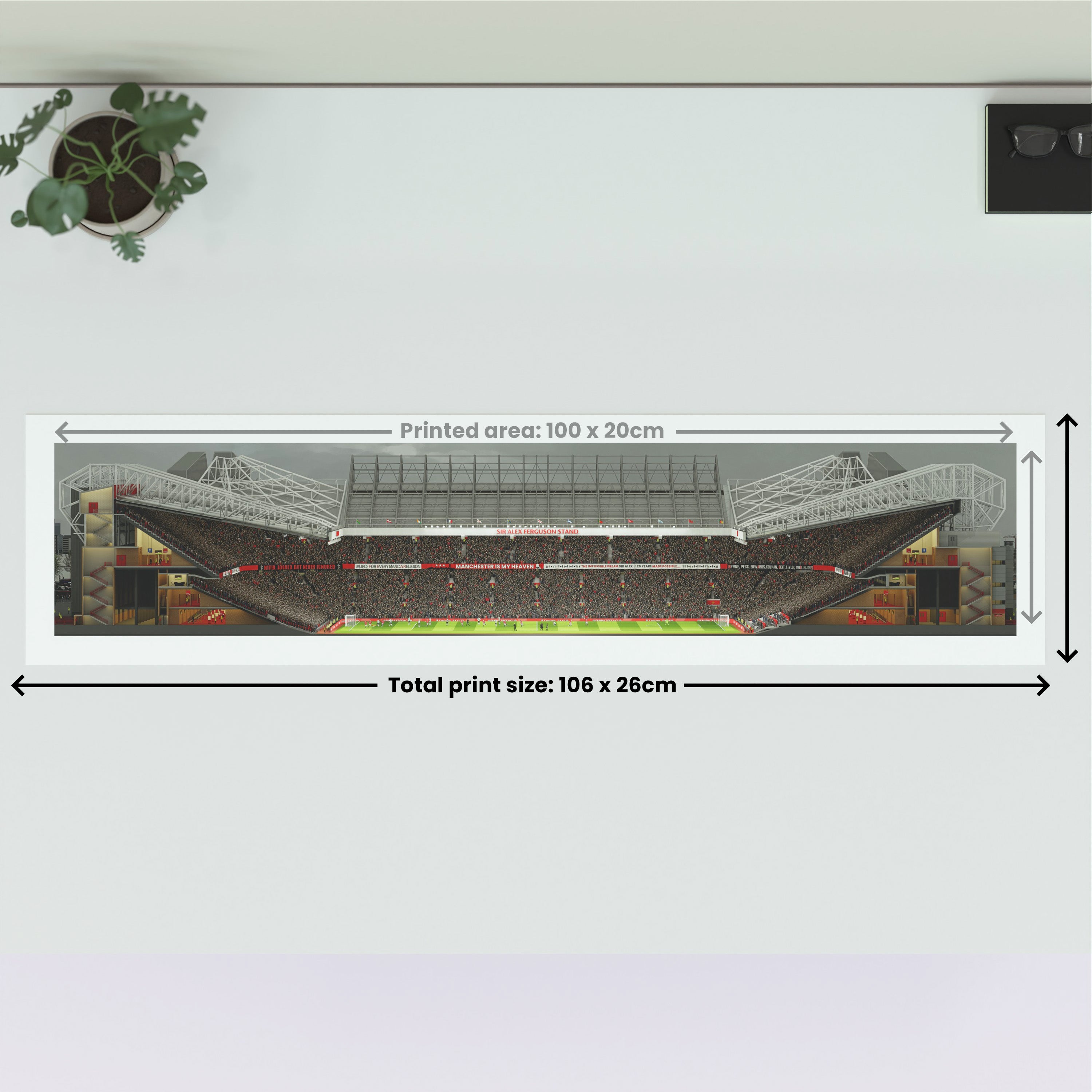 Manchester United - Old Trafford Panoramic Illustration Man Utd  - Illustrated Art Print by DGriffinArt