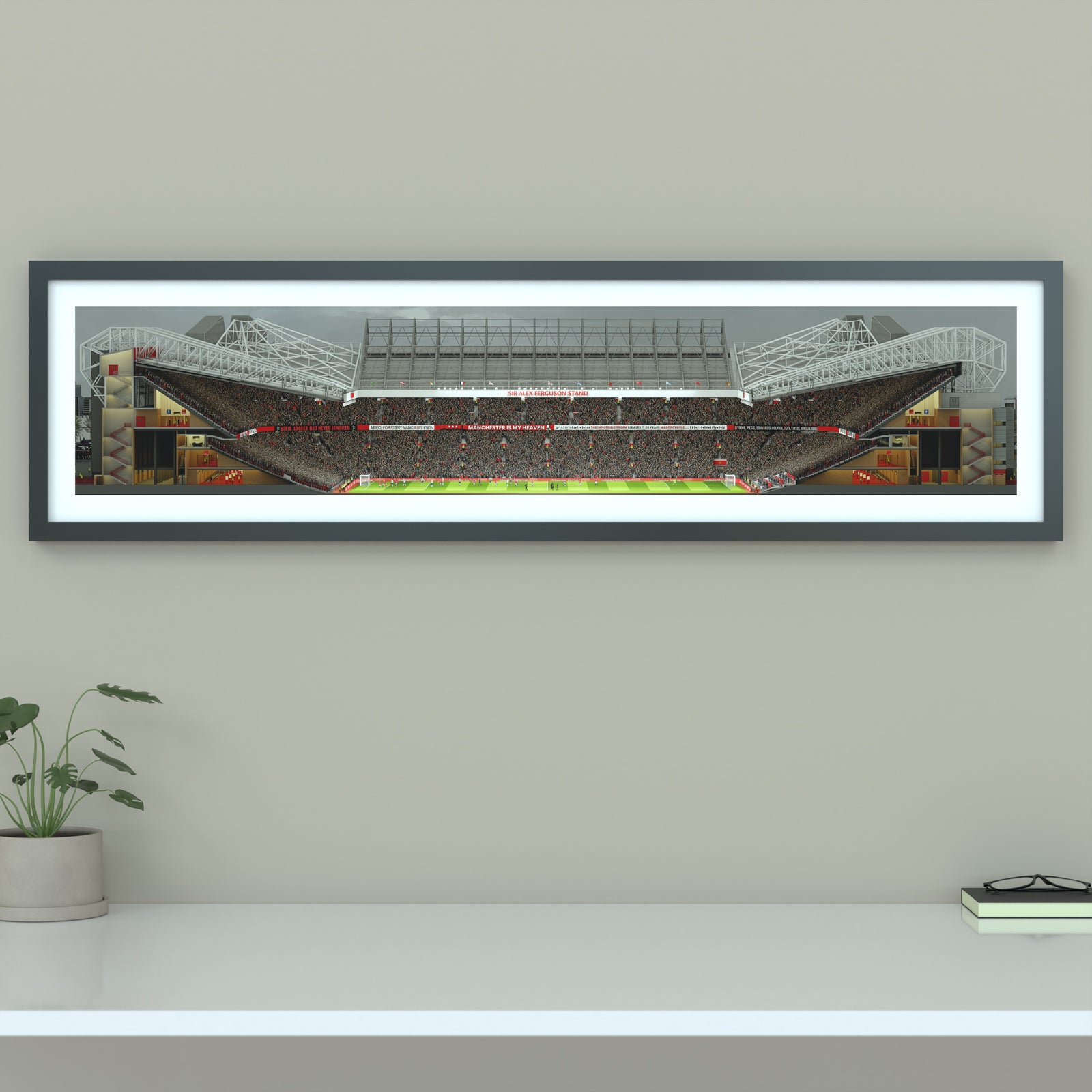 Manchester United - Old Trafford Panoramic Illustration Man Utd  - Illustrated Art Print by DGriffinArt