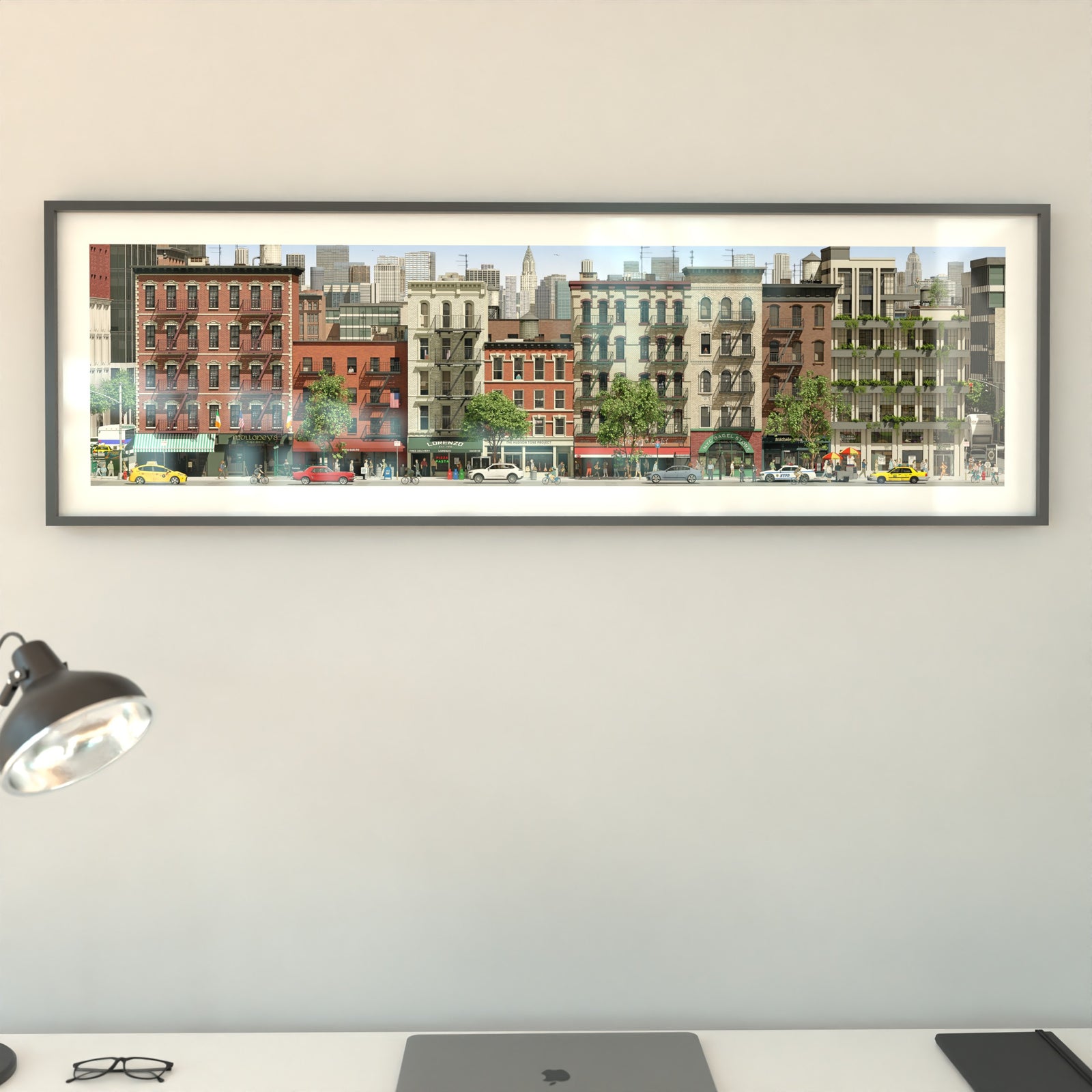 Lively New York street scene with historic tenement architecture