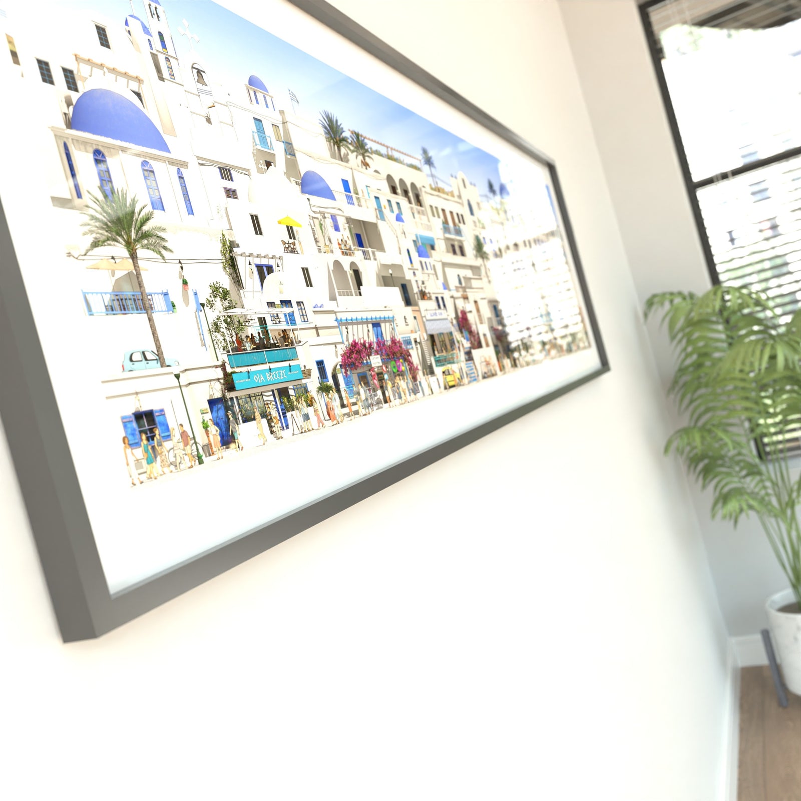 Santorini island panorama with sunlit houses and the Aegean vibe