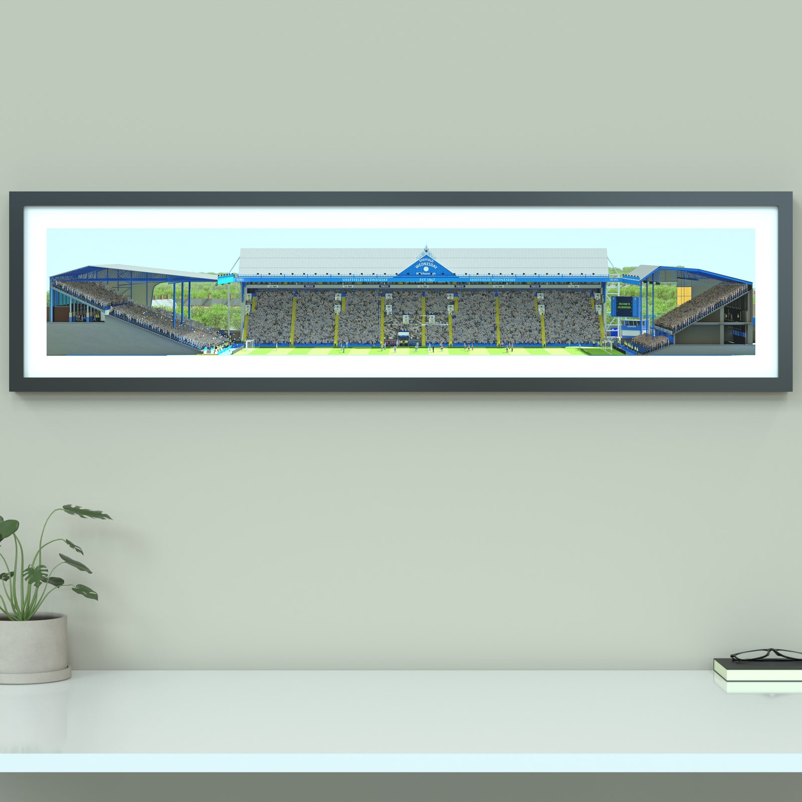 Sheffield Wednesday - Hillsborough Stadium Panoramic Illustration Print  - Illustrated Art Print by DGriffinArt