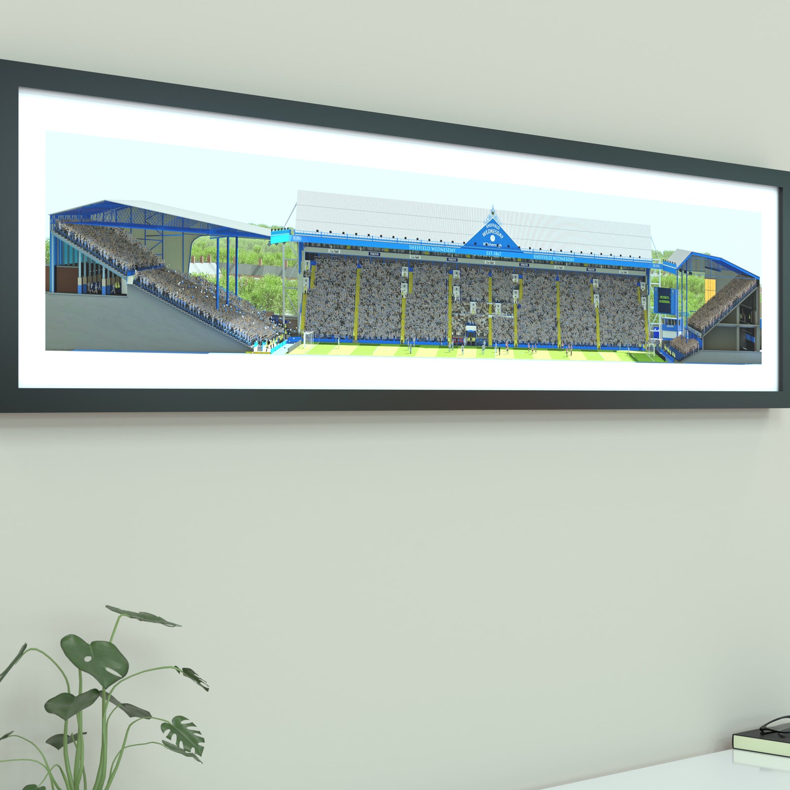 Sheffield Wednesday - Hillsborough Stadium Panoramic Illustration Print  - Illustrated Art Print by DGriffinArt