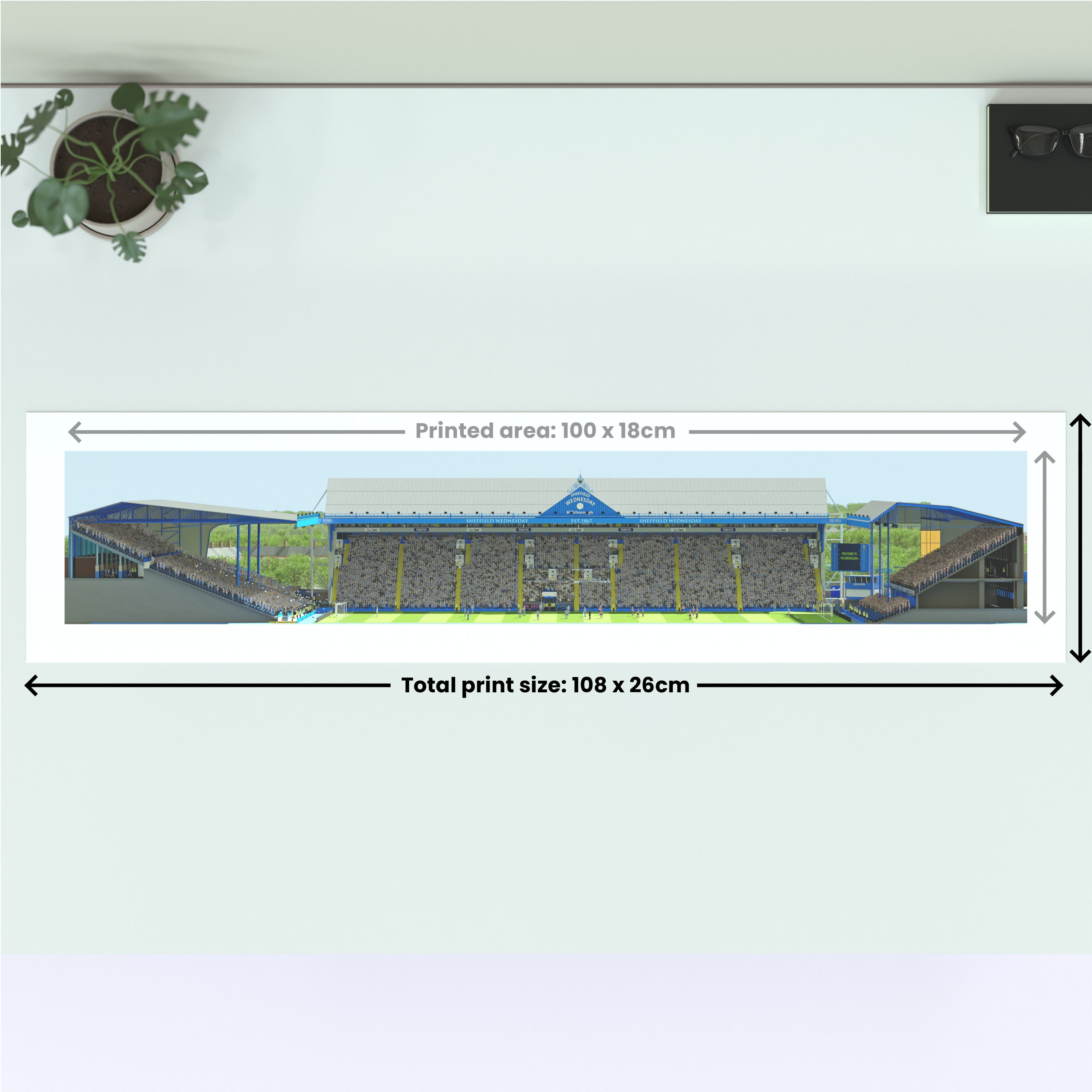 Sheffield Wednesday - Hillsborough Stadium Panoramic Illustration Print  - Illustrated Art Print by DGriffinArt