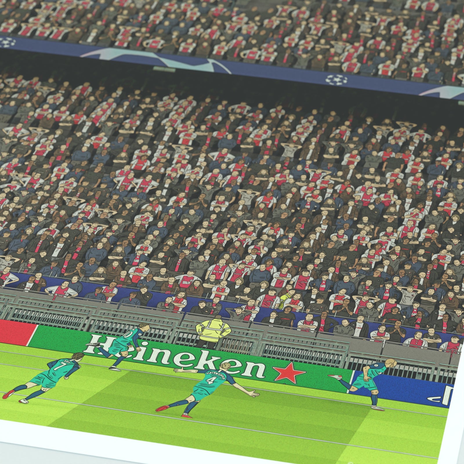 Tottenham - Moura Goal Vs Ajax Scene Print - Illustrated Art Print by DGriffinArt