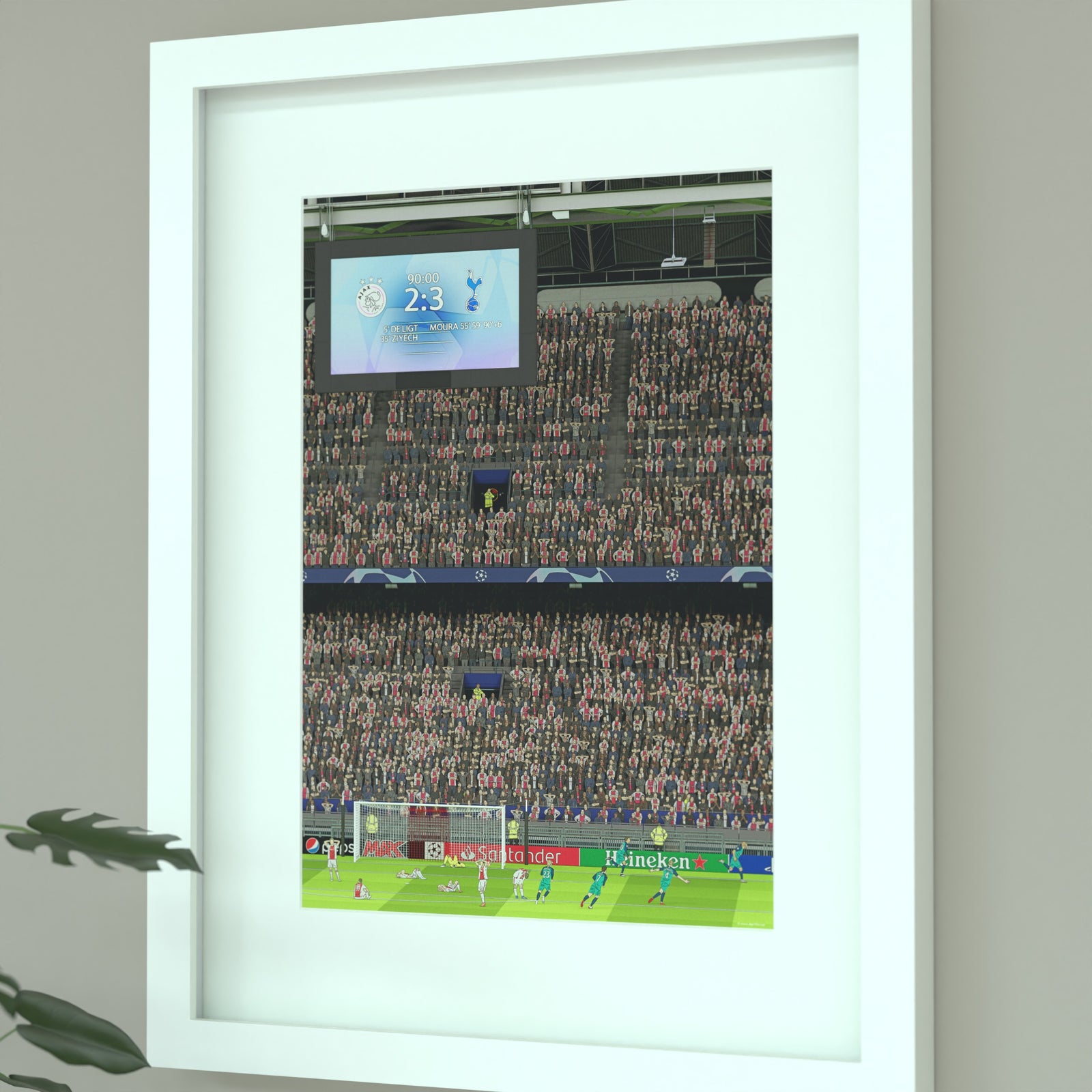 Tottenham - Moura Goal Vs Ajax Scene Print - Illustrated Art Print by DGriffinArt
