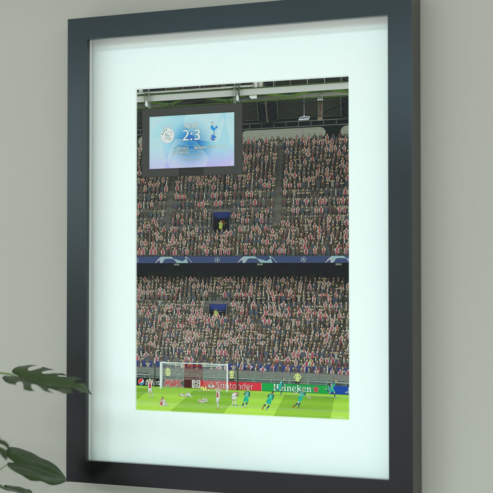 Tottenham - Moura Goal Vs Ajax Scene Print - Illustrated Art Print by DGriffinArt