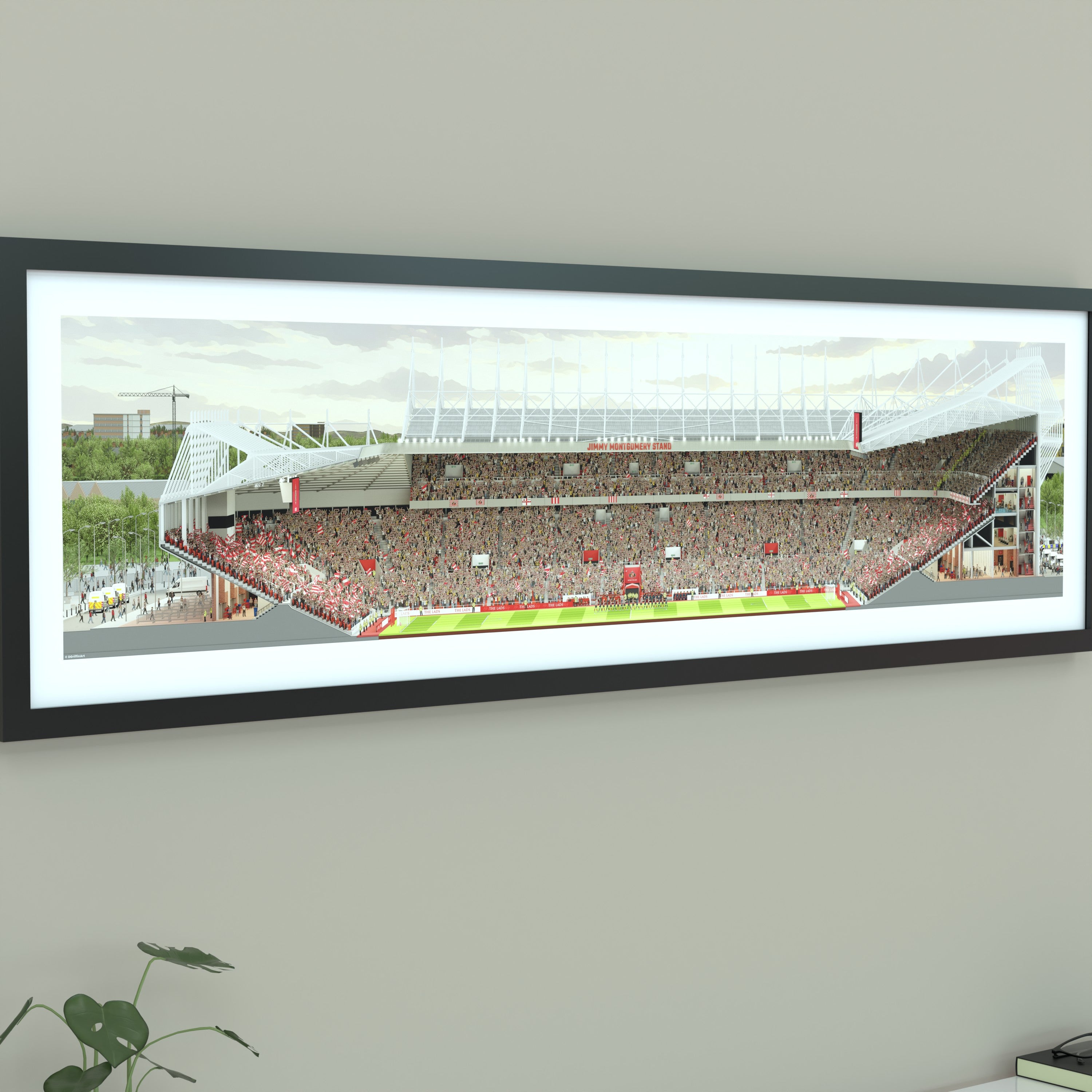 Sunderland - Stadium of Light Panoramic Illustration Print  - Illustrated Art Print by DGriffinArt