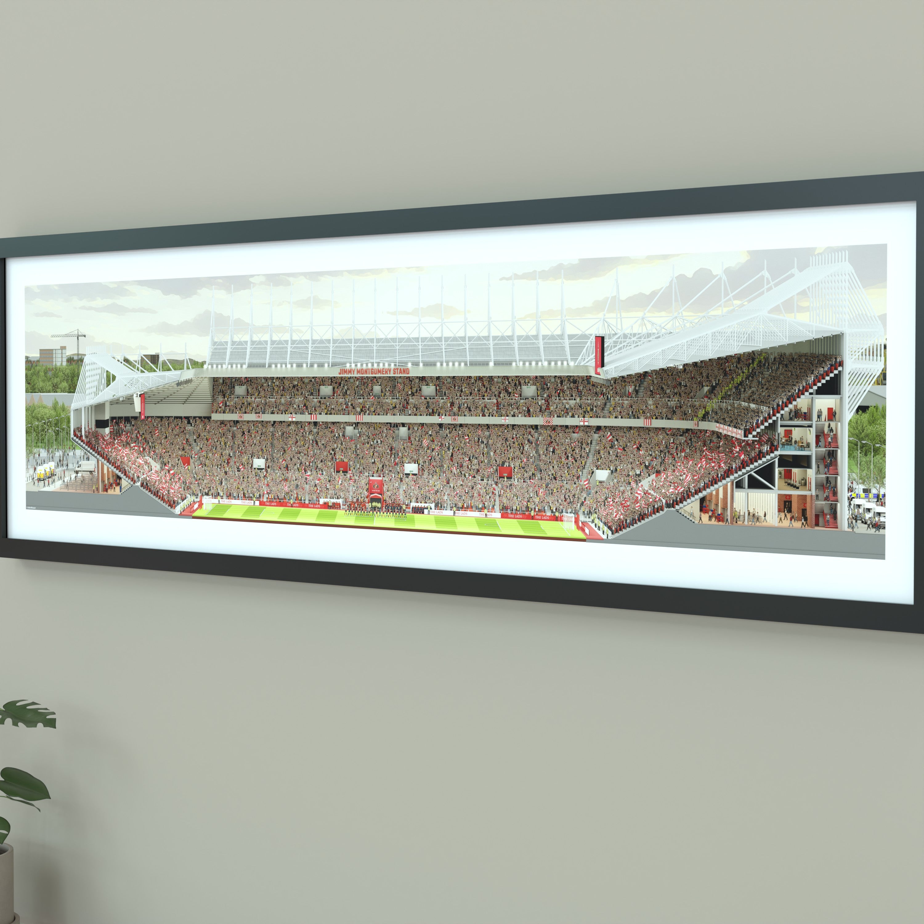 Sunderland - Stadium of Light Panoramic Illustration Print  - Illustrated Art Print by DGriffinArt