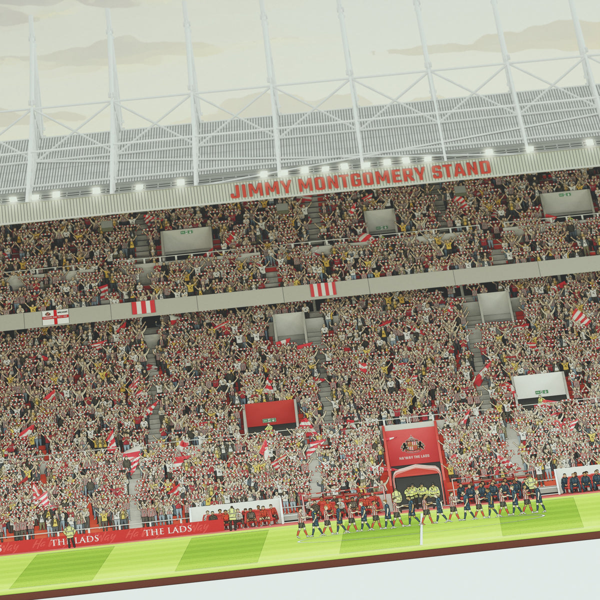 Sunderland - Stadium of Light Panoramic Illustration Print (Frame not included)