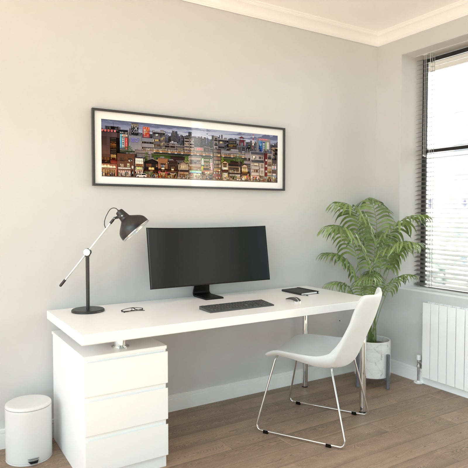 Illustrated Tokyo neighborhood scene packed with tiny details