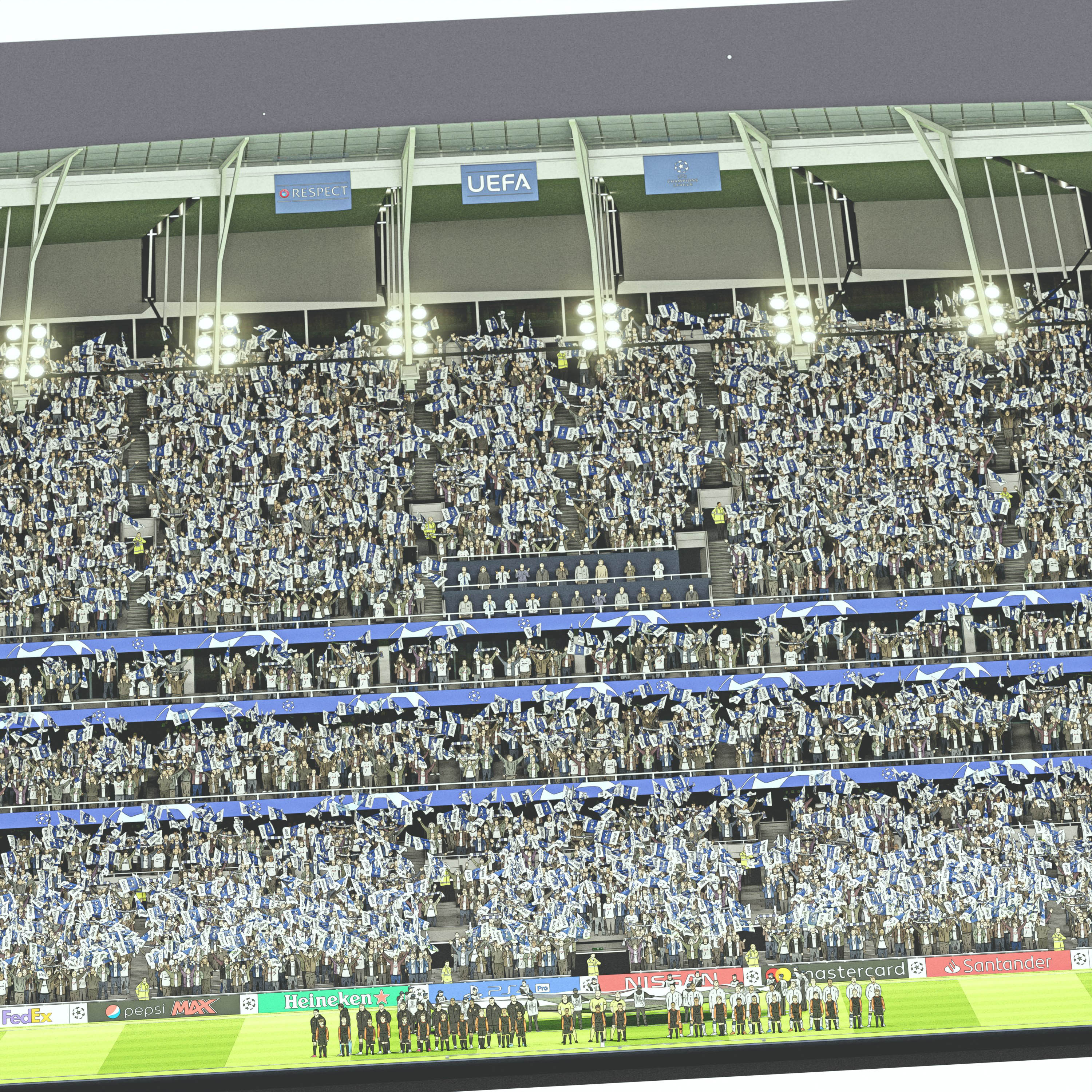 Tottenham Hotspur Stadium Panoramic Illustration  - Illustrated Art Print by DGriffinArt