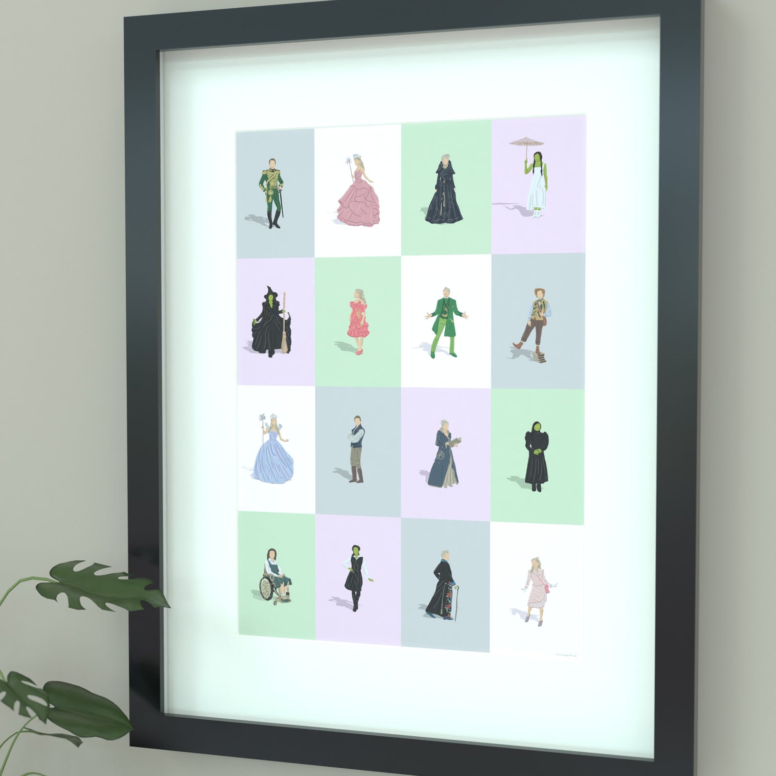 Wicked Elphaba Glinda Print - Illustrated Art Print by DGriffinArt