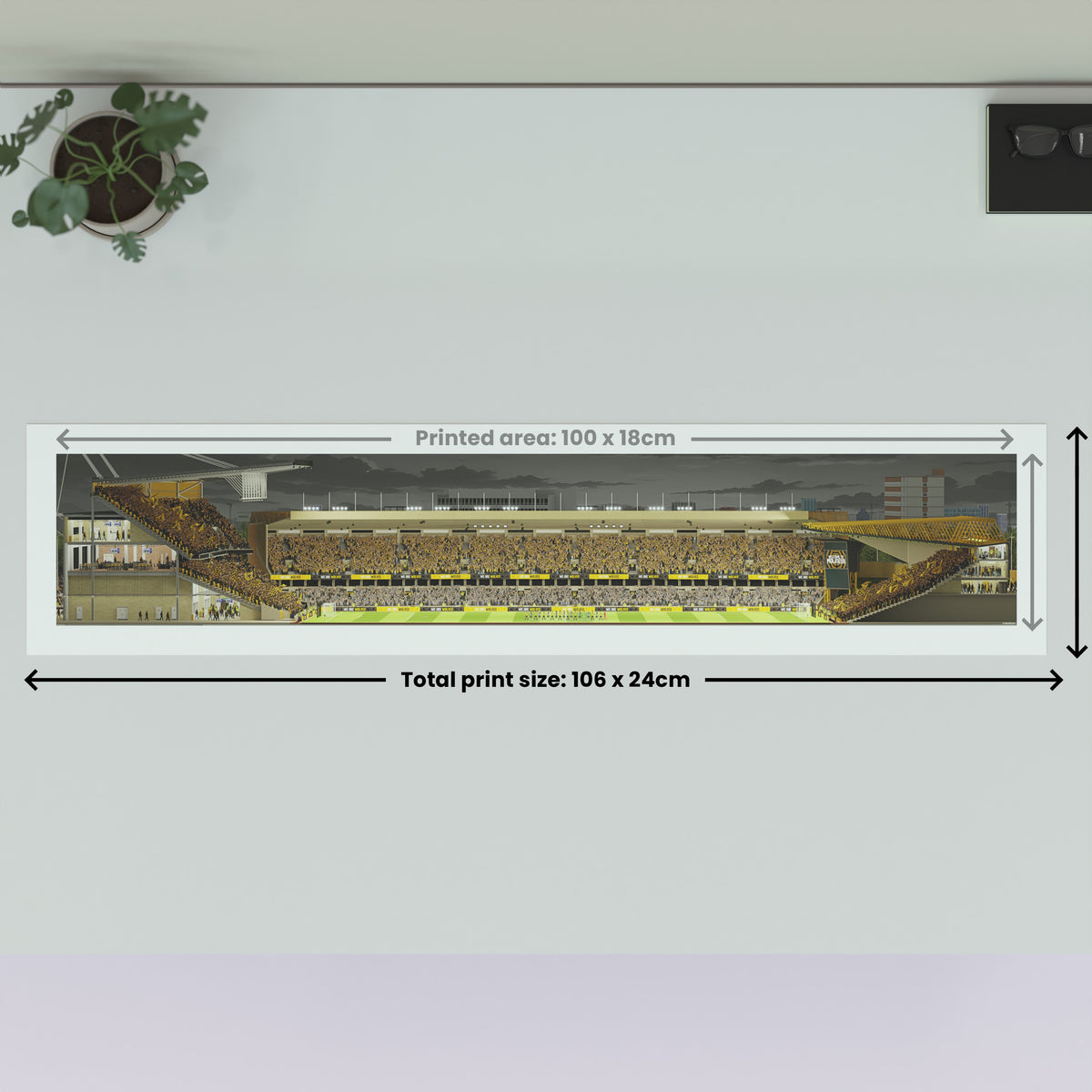 Wolves - Molineux Stadium Panoramic Illustration Print (Frame not included)