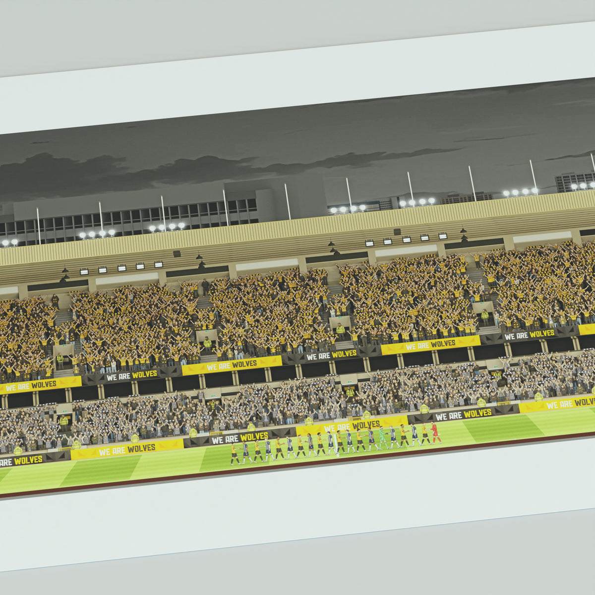 Wolves - Molineux Stadium Panoramic Illustration Print (Frame not included)