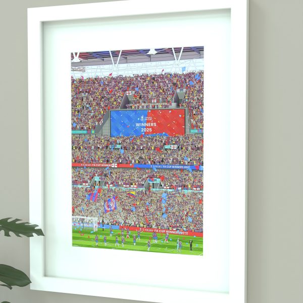 Football art print capturing Crystal Palace’s historic 2025 FA Cup victory